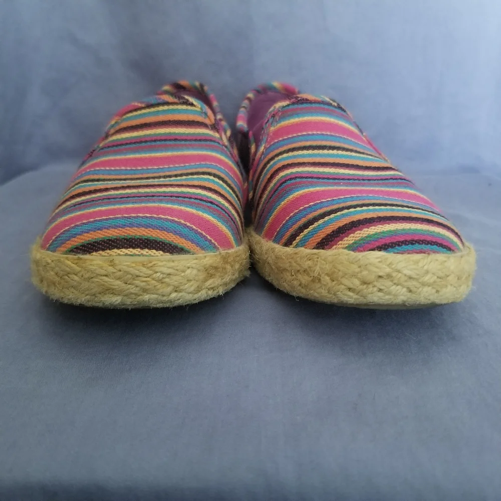 Keds Rainbow Stripe Espadrille Slip On Flats Canvas Shoes Women’s 6